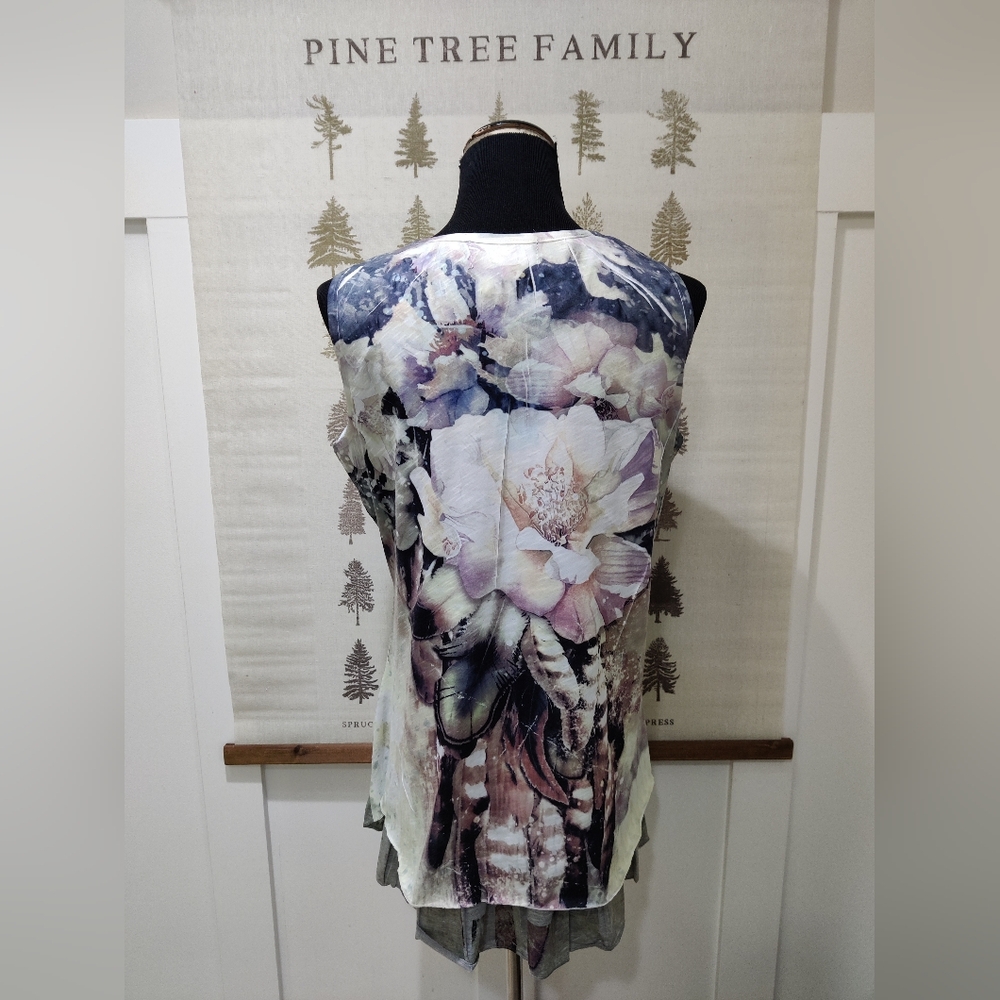 Fresh FX Floral Sleeveless Layered Tunic Top - Size XL - Picture 3 of 5